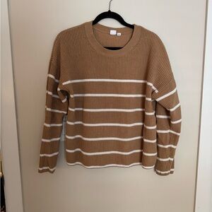 GAP Tan and White Striped Women's Sweater